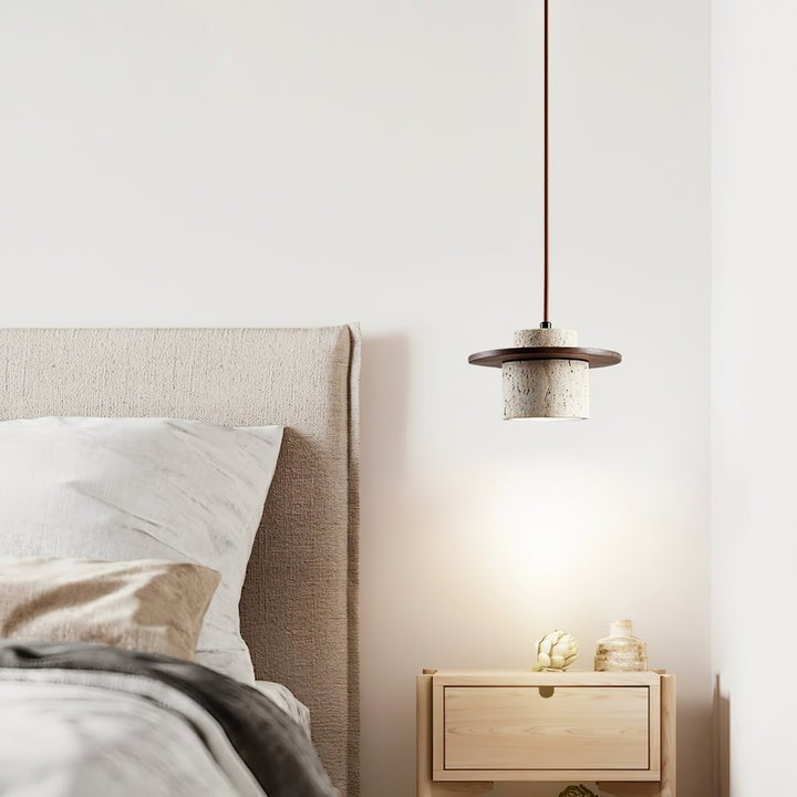 Travertine & Wood Duo Pendant Light