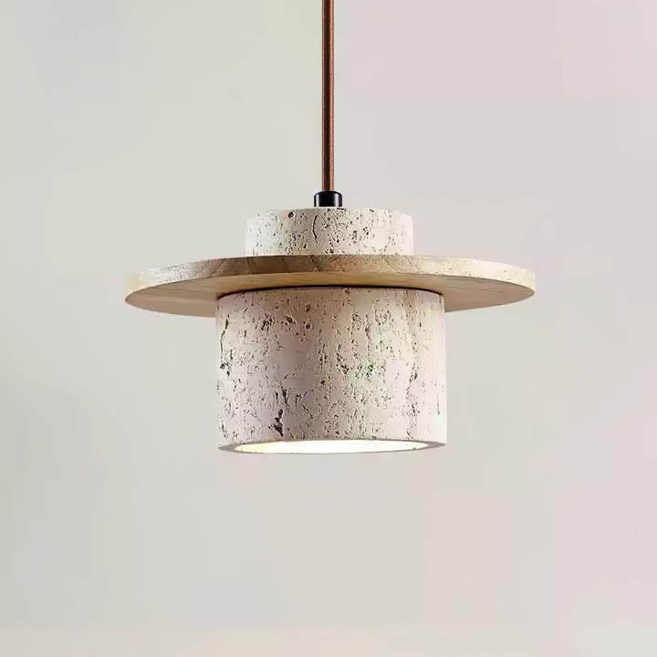 Travertine & Wood Duo Pendant Light
