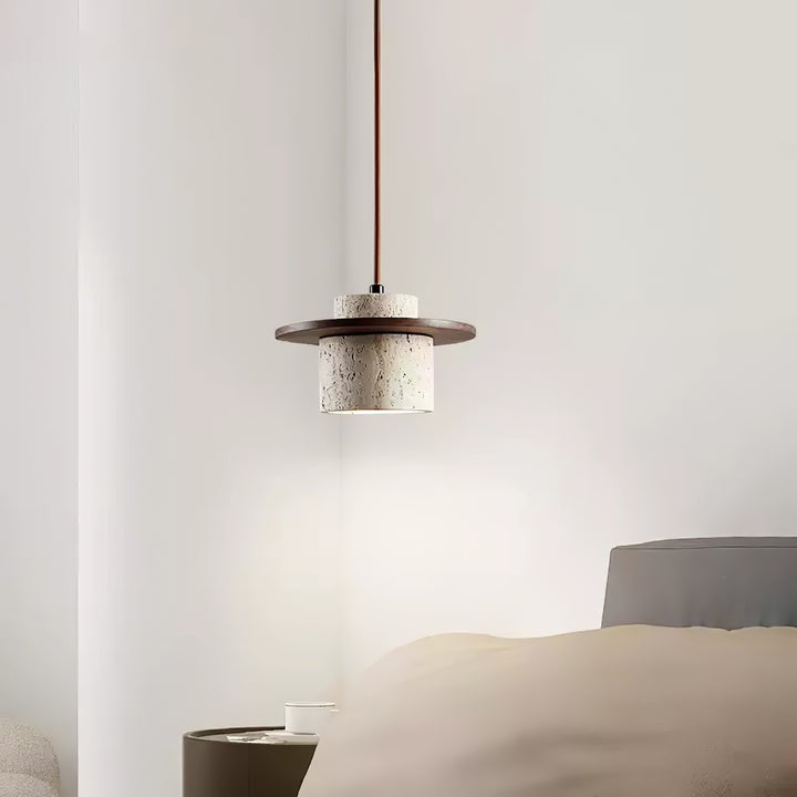 Travertine & Wood Duo Pendant Light