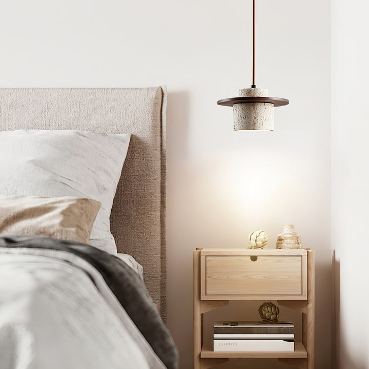 Travertine & Wood Duo Pendant Light