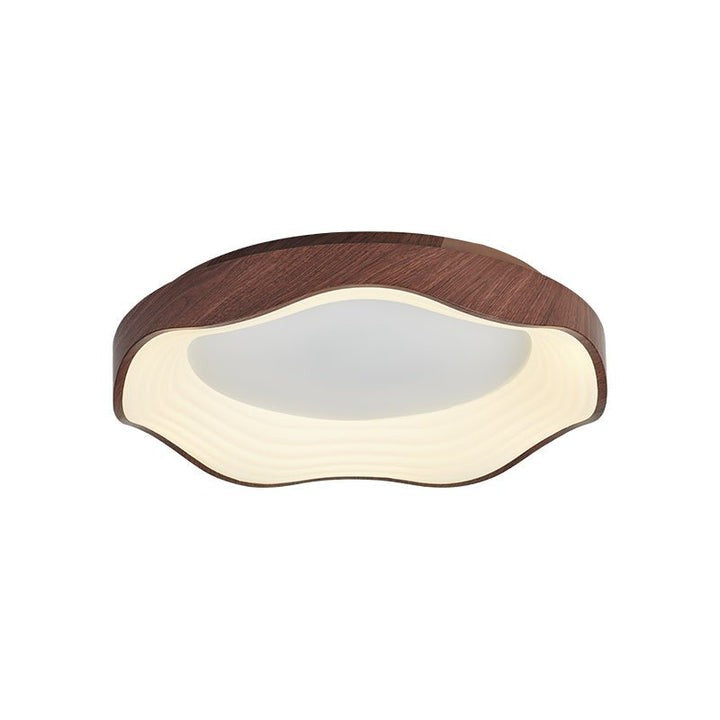 Wavy LED Ceiling Light with Walnut Woodgrain Finish
