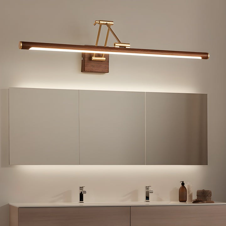 Adjustable Walnut Finish Linear LED Wall Light