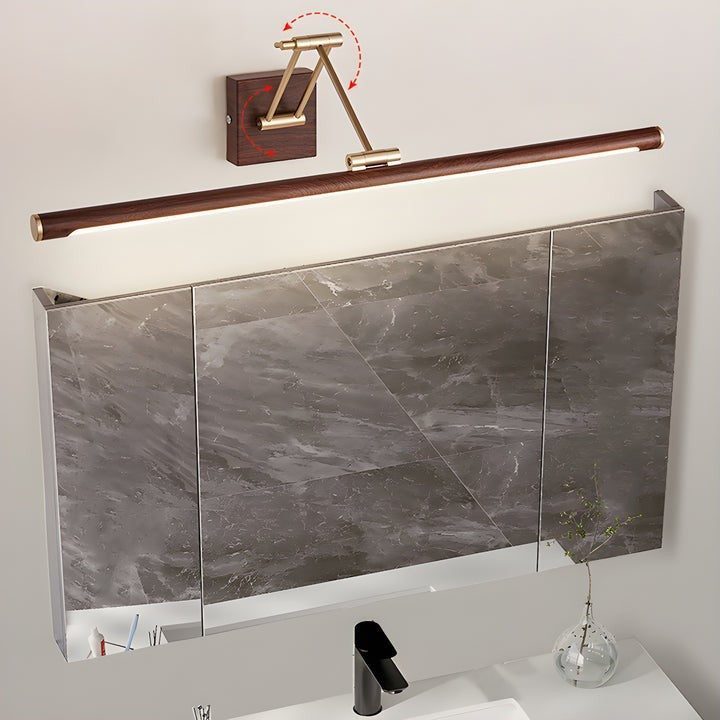 Adjustable Walnut Finish Linear LED Wall Light