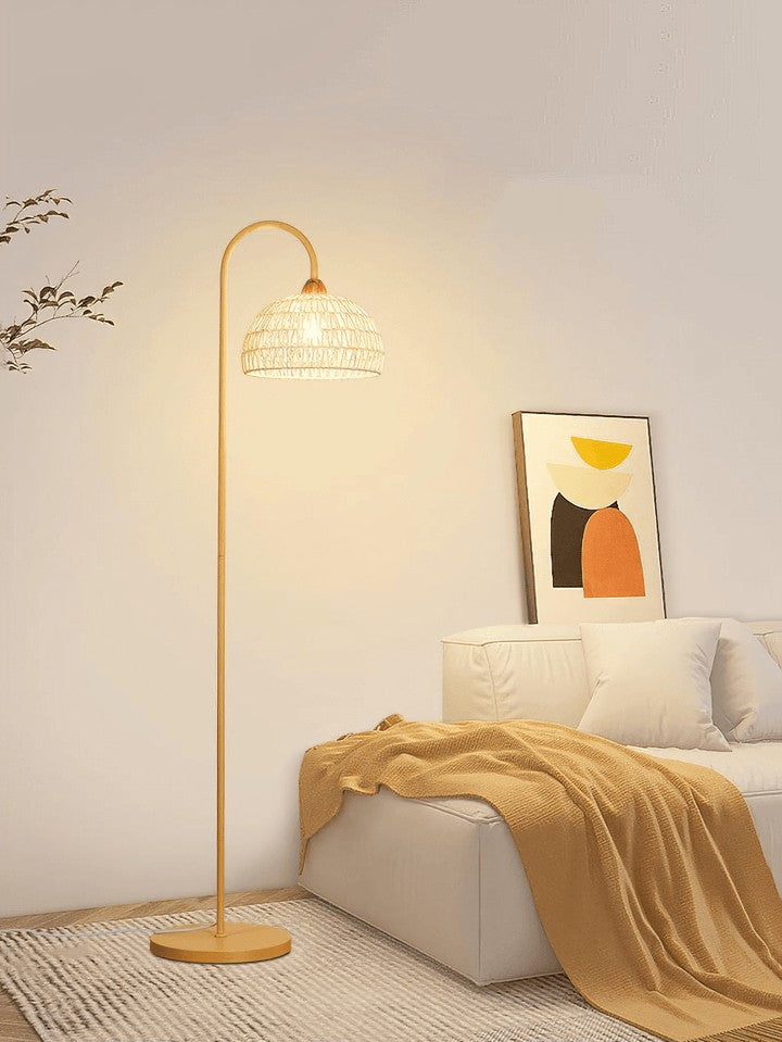 Arched Woven Rattan Floor Lamp