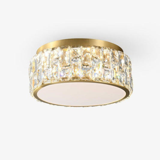 Celestial Brass & Crystal Flush Mount Ceiling Light
