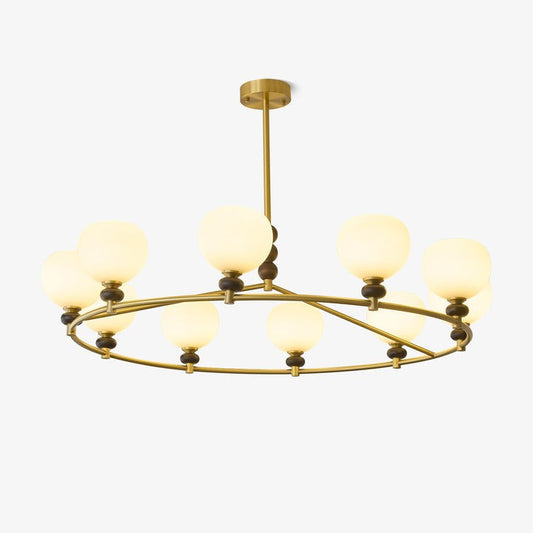 Celestial Orb Wood & Brass Chandelier