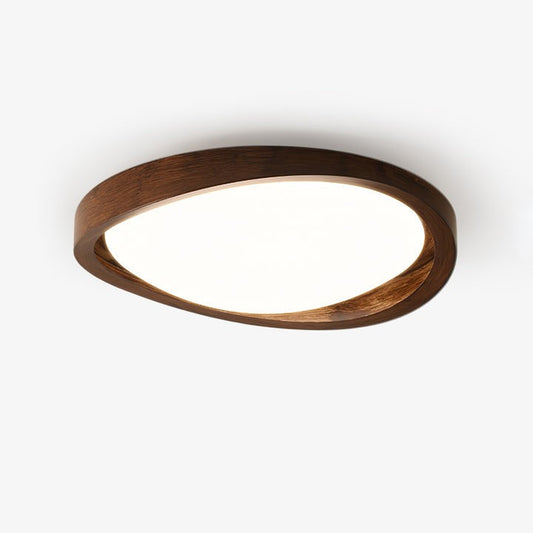 Curved Walnut Wood Grain LED Ceiling Light