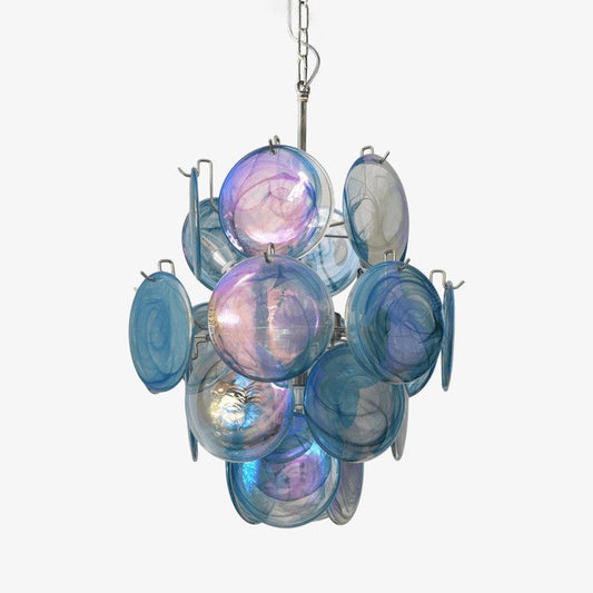 Deep Blue Disc Glass Ceiling Chandelier