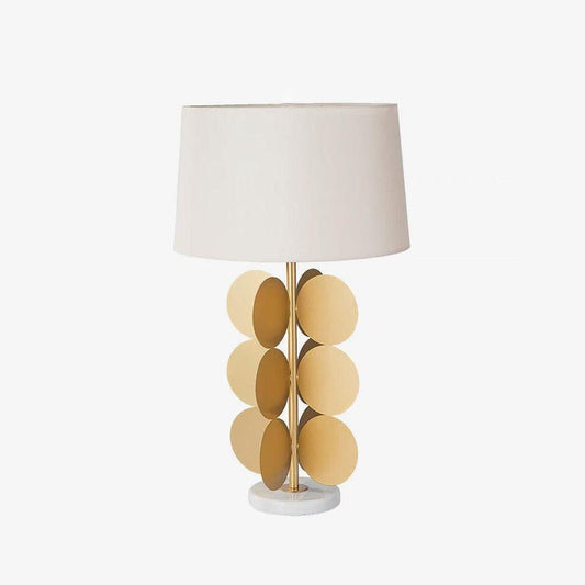 Handcrafted Circular Metal Table Lamp with Marble Base