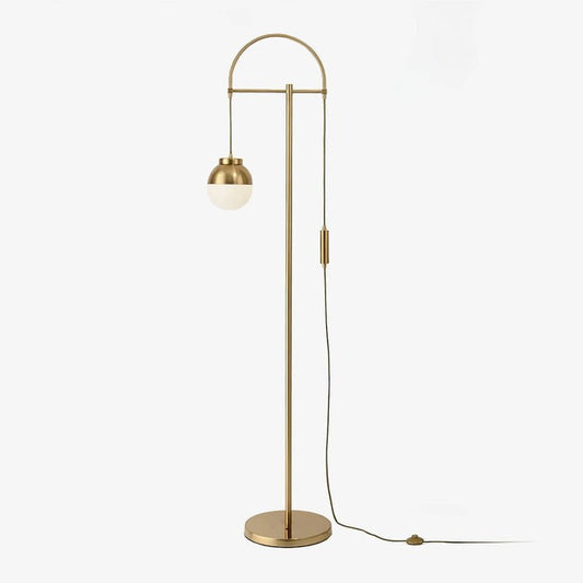 Mid-Century Arc Floor Lamp with Frosted Glass Globe