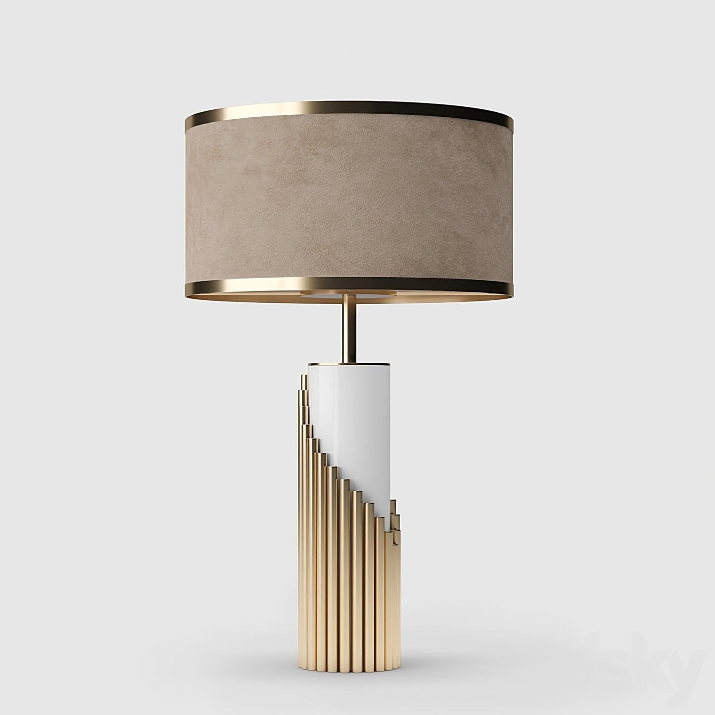 Minimalist White Marble Table Lamp with Gold Brass Accents