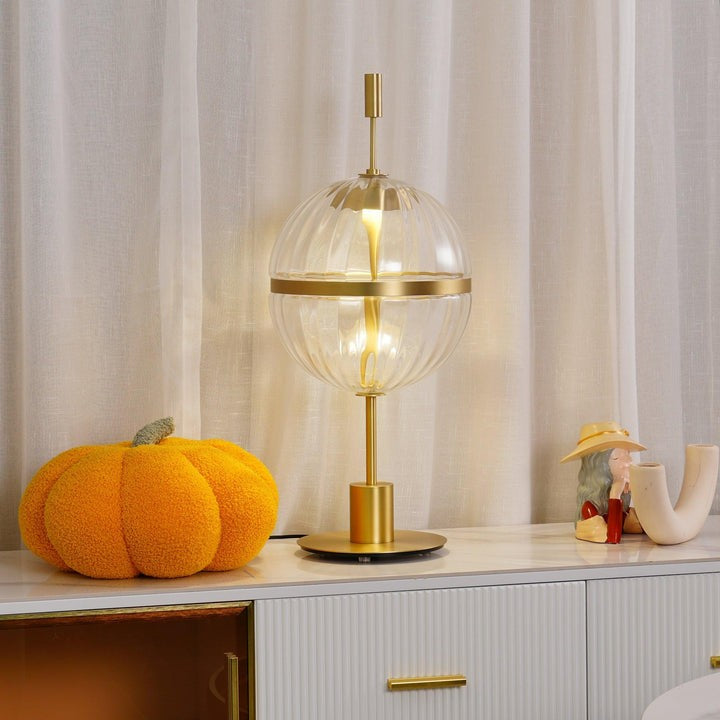 Modern Fluted Cylinder Glass LED Table Lamp
