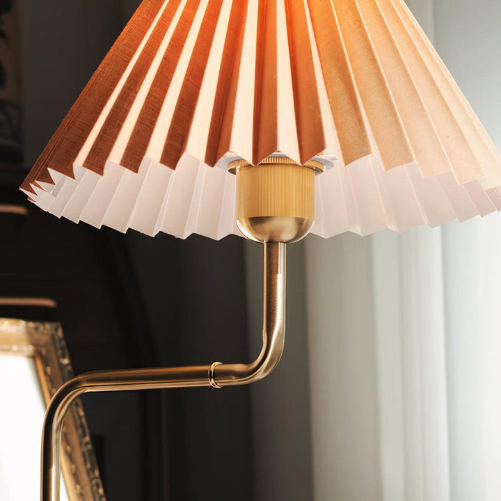 Pleated Fabric Candle Melting Table Lamp – Wood & Iron