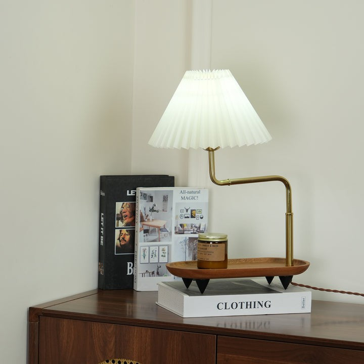 Pleated Fabric Candle Melting Table Lamp – Wood & Iron