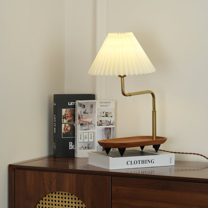 Pleated Fabric Candle Melting Table Lamp – Wood & Iron