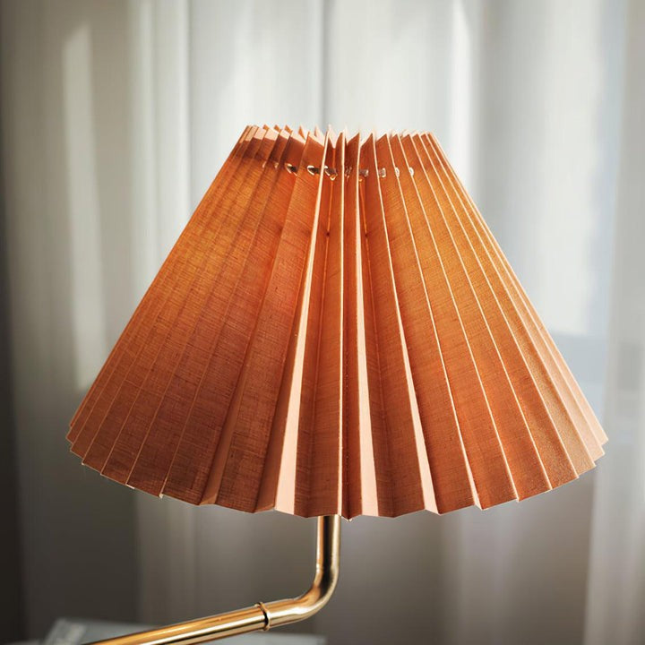 Pleated Fabric Candle Melting Table Lamp – Wood & Iron