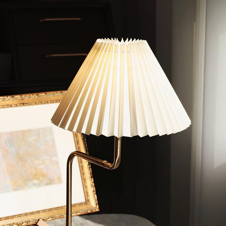 Pleated Fabric Candle Melting Table Lamp – Wood & Iron