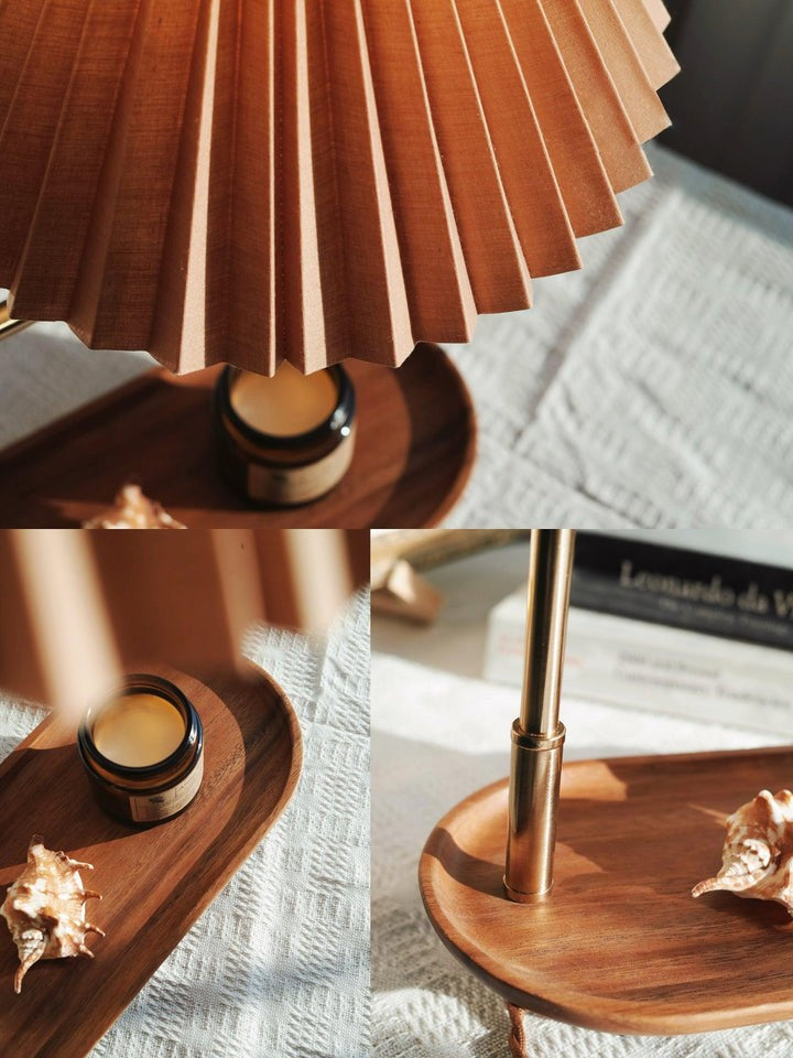 Pleated Fabric Candle Melting Table Lamp – Wood & Iron