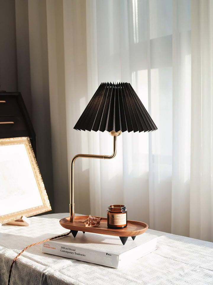 Pleated Fabric Candle Melting Table Lamp – Wood & Iron
