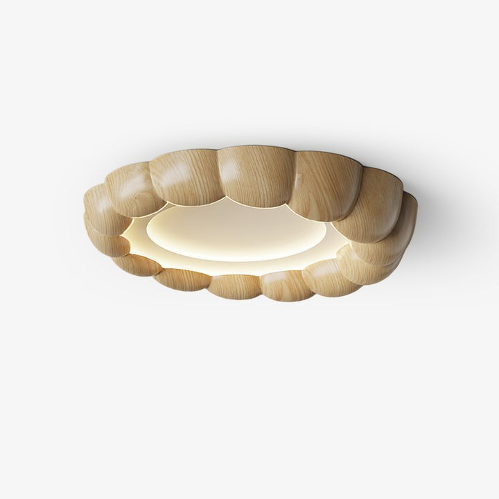 Ripple-Textured Faux Wood Flush Mount Ceiling Light