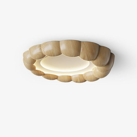 Ripple-Textured Faux Wood Flush Mount Ceiling Light