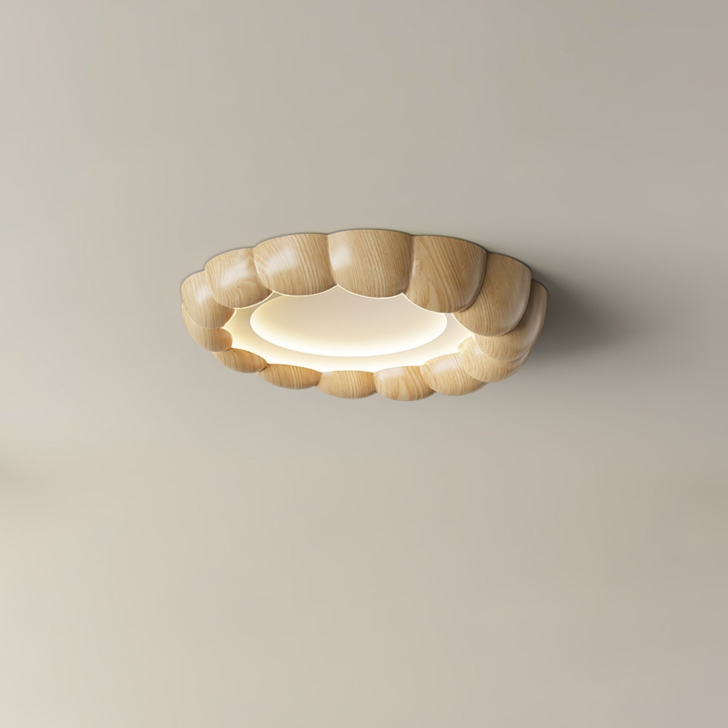 Ripple-Textured Faux Wood Flush Mount Ceiling Light