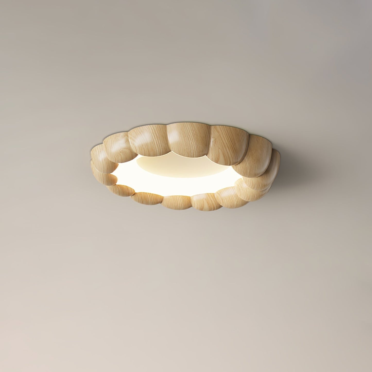 Ripple-Textured Faux Wood Flush Mount Ceiling Light