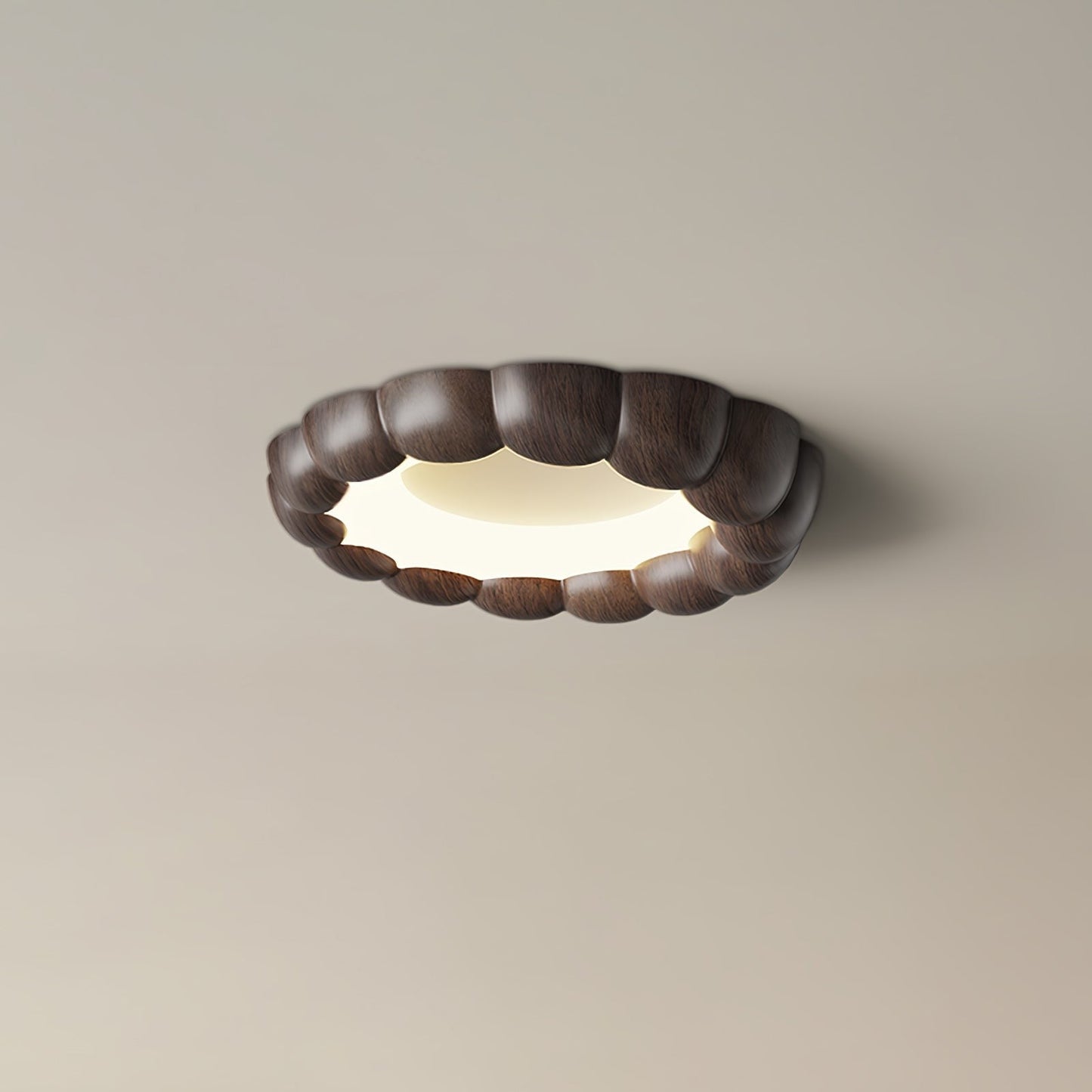 Ripple-Textured Faux Wood Flush Mount Ceiling Light
