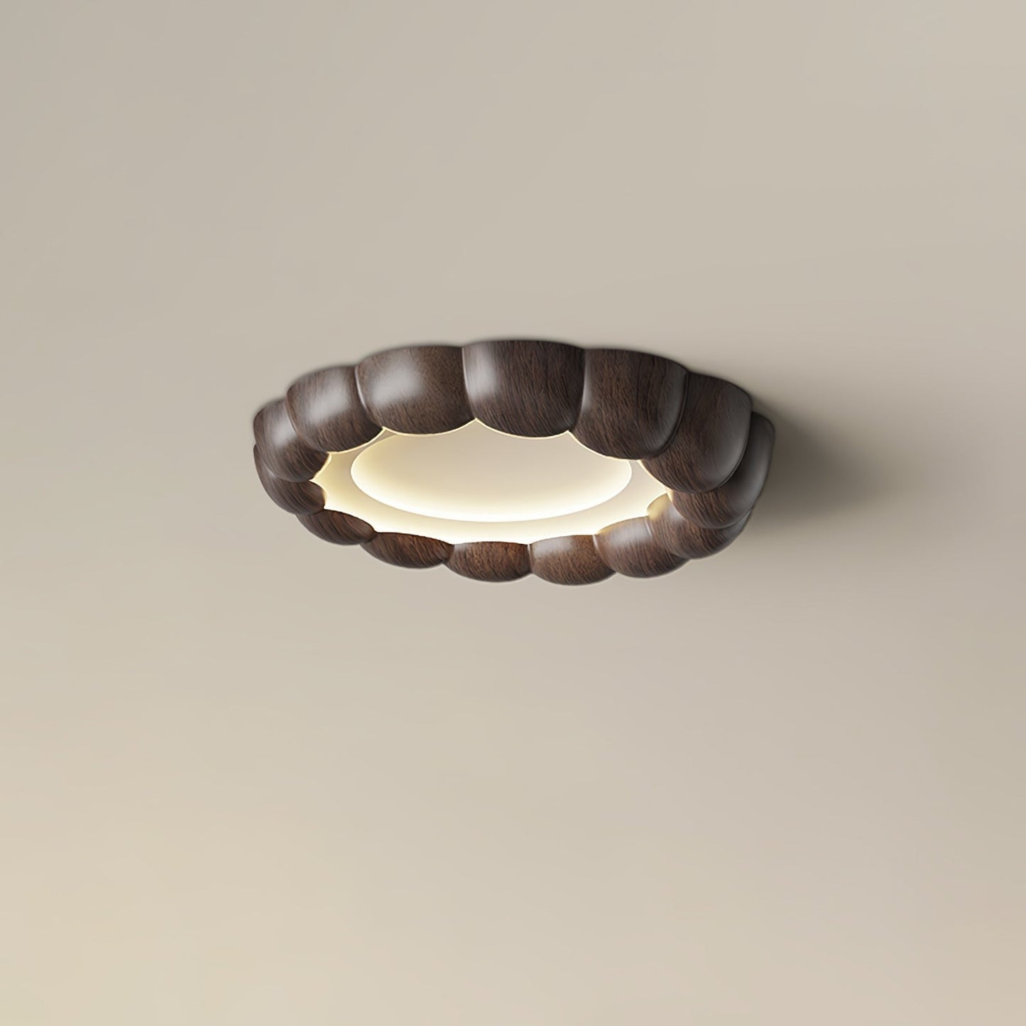 Ripple-Textured Faux Wood Flush Mount Ceiling Light