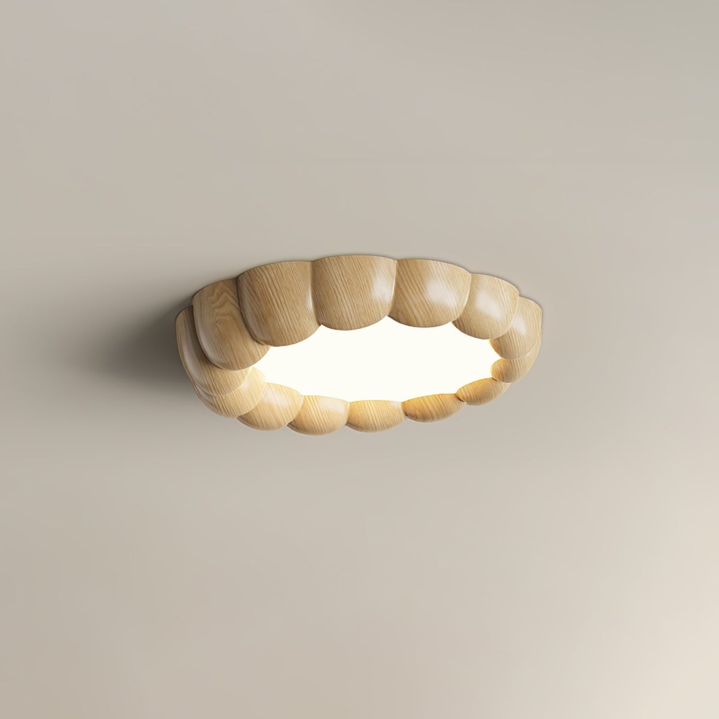 Ripple-Textured Faux Wood Flush Mount Ceiling Light