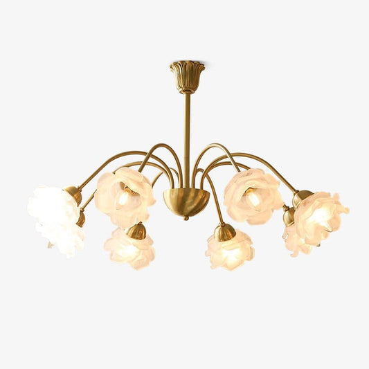 Romantic Rose Bloom Glass & Copper Chandelier