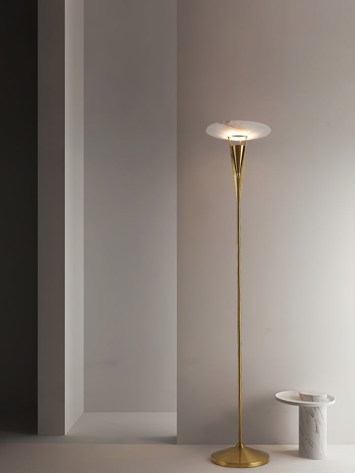 Slim Torch-Style Metal LED Floor Lamp