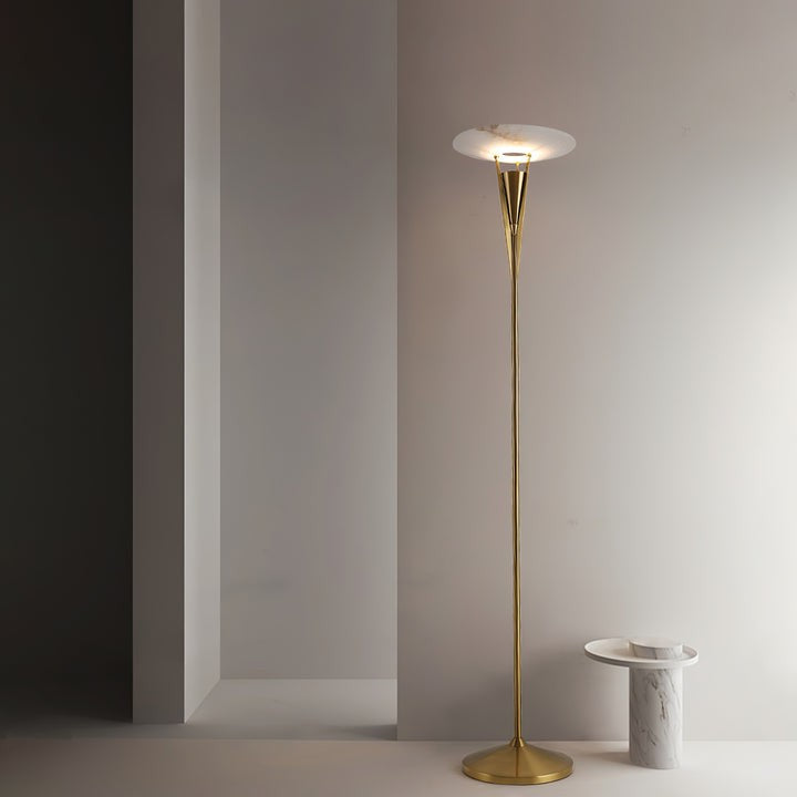 Slim Torch-Style Metal LED Floor Lamp
