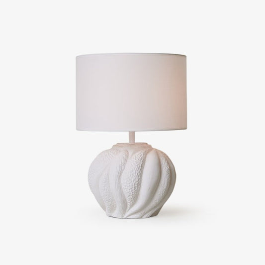 Textured Ceramic Table Lamp with Organic Curves and White Shade