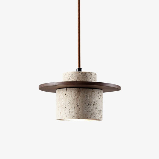 Travertine & Wood Duo Pendant Light