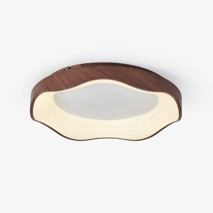 Wavy LED Ceiling Light with Walnut Woodgrain Finish