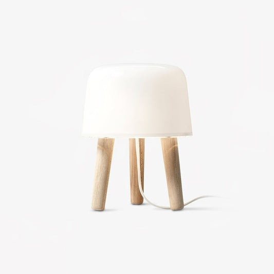 White Borosilicate Glass Tripod Table Lamp